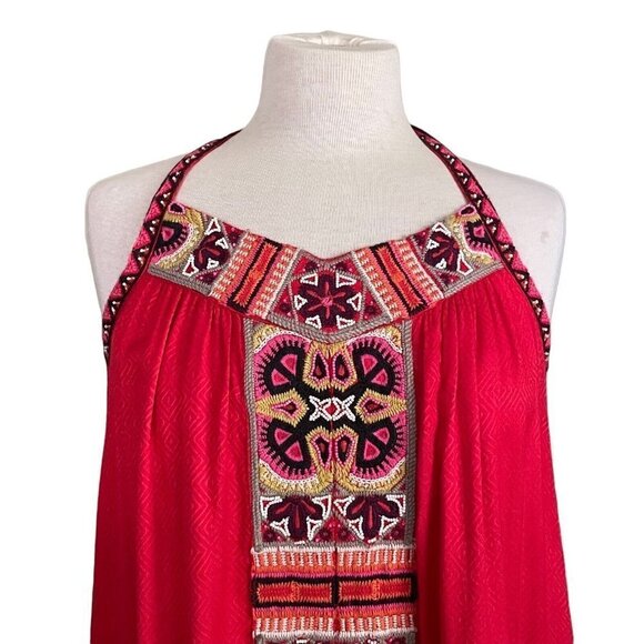 Calypso St Barth Dalbi Dress Womens Sz S Red Beaded Embroidered Tassel Boho Maxi - Picture 5 of 12